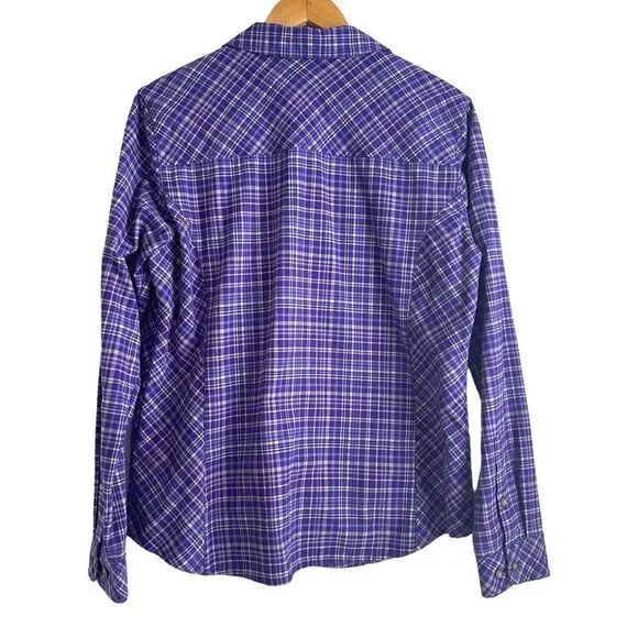 Cabela's Women's Purple and White Checkered Heavier Weight Flannel Shirt - Picture 4 of 5